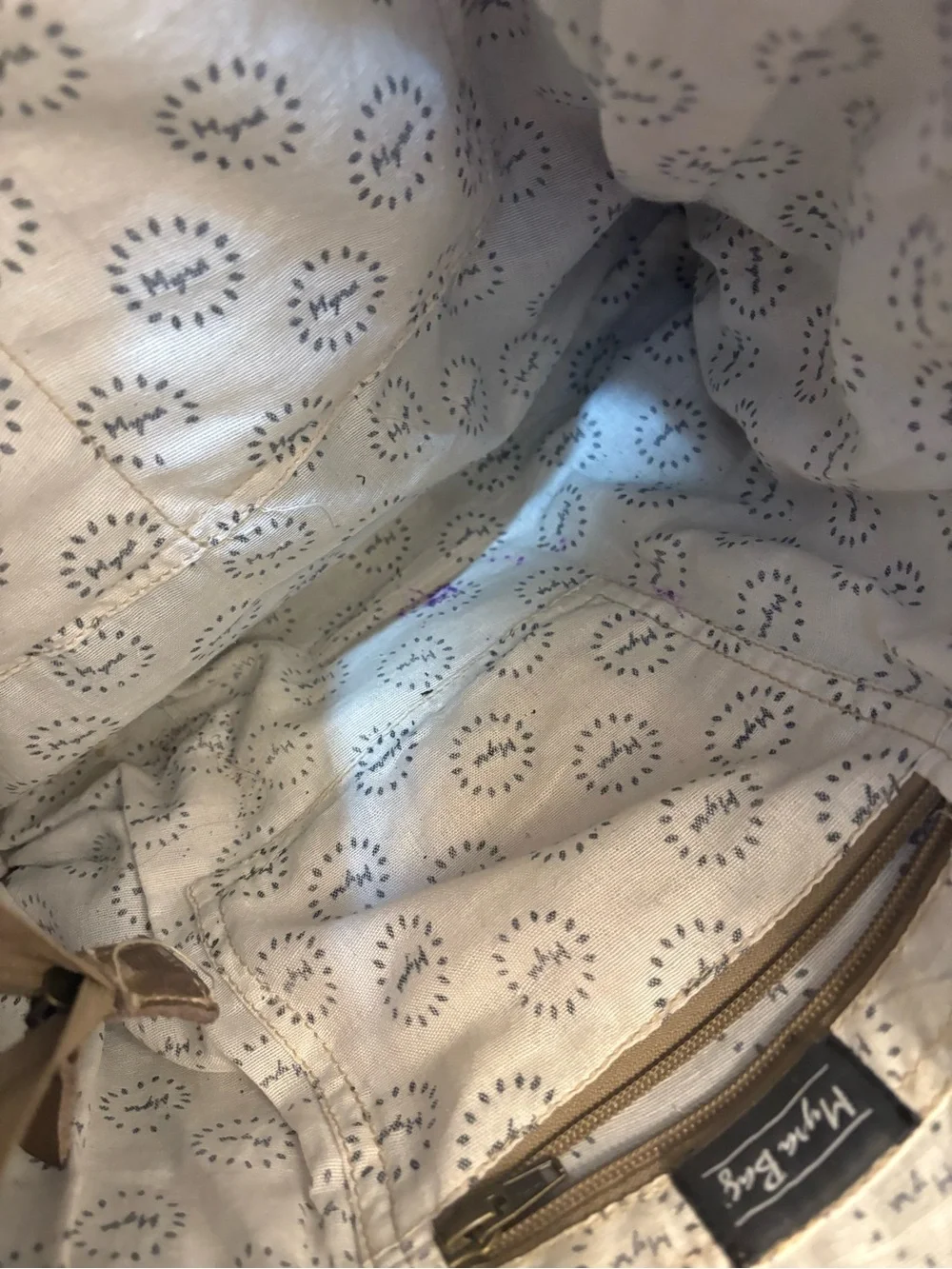 Myra Bag Mint Patterned Tote with Brown Straps and Cowhide Accents